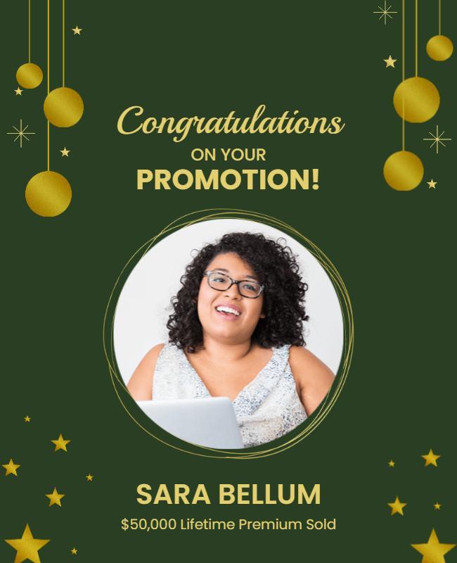 Festive Green Celebration for Career Promotion Achievement Poster Template