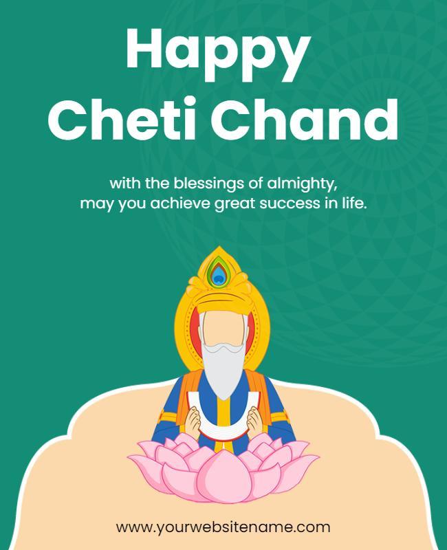 Festive Green Cheti Chand Celebration Blessings Poster Template