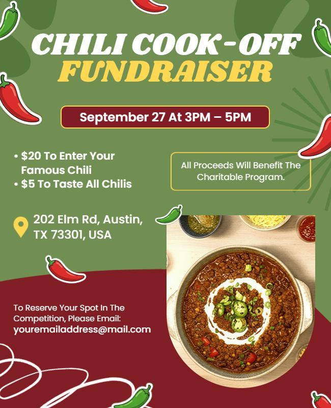 Festive Green Chili Cook-Off Competition Fundraiser Flyer Template