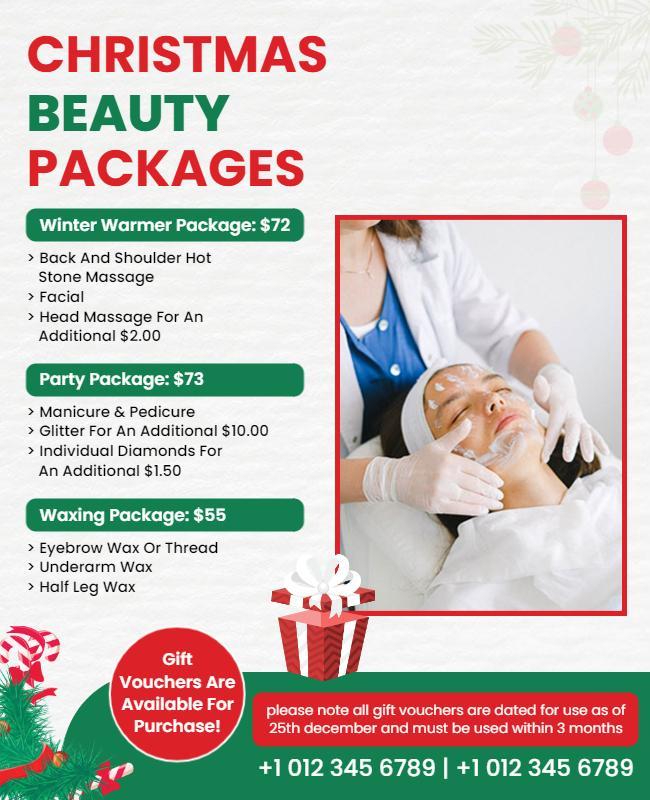 Festive Green Christmas Beauty Packages Holiday Poster Template
