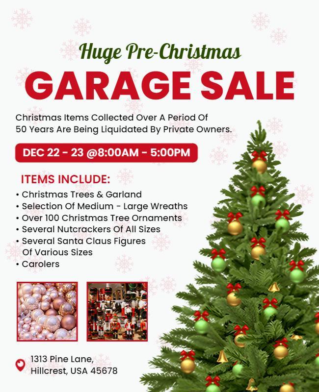 Festive Green Christmas Garage Sale Event Poster Template
