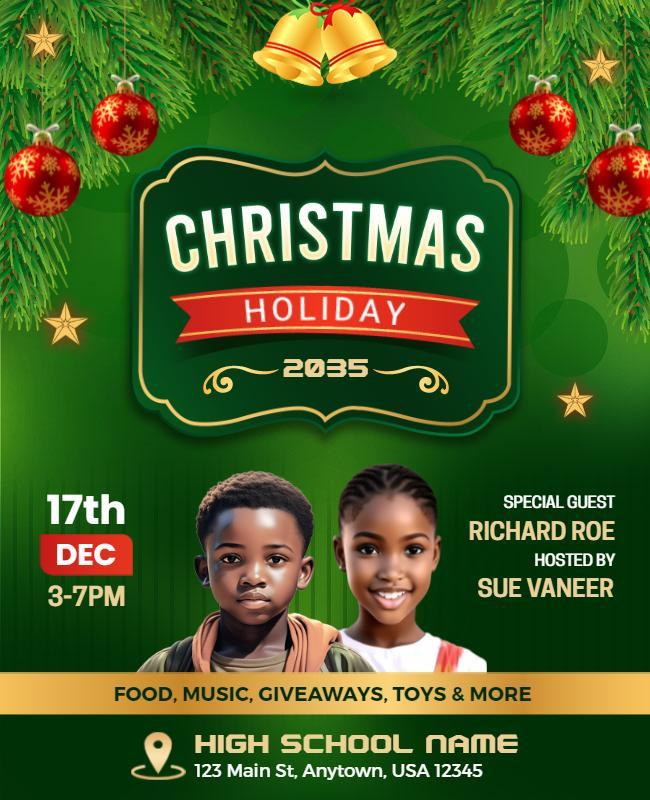 Festive Green Christmas Holiday Event Celebration Poster Template