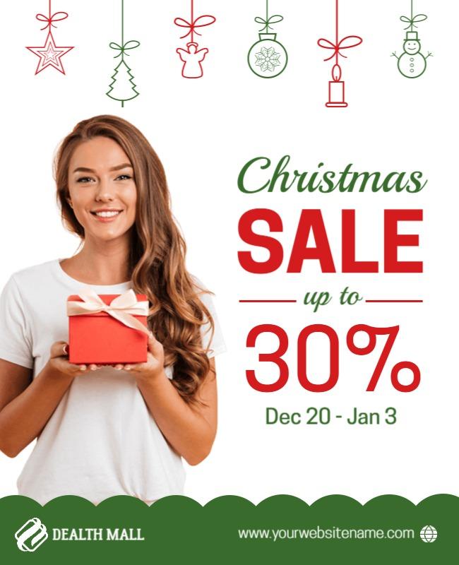 Festive Green Christmas Sale Promotion Poster Template