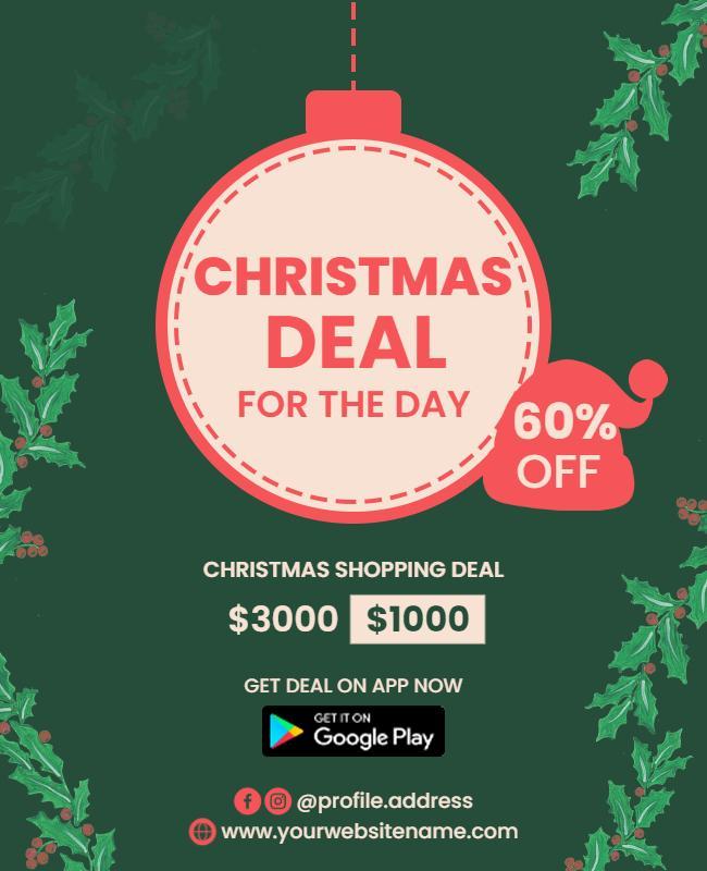 Festive Green Christmas Shopping Deal Poster Template
