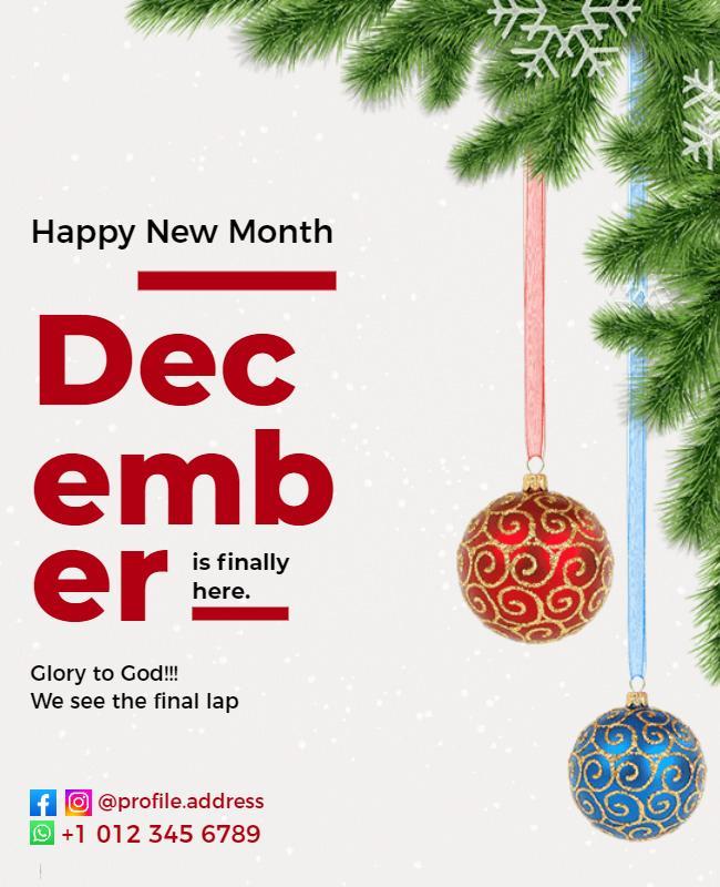 Festive Green December New Month Celebration Poster Template