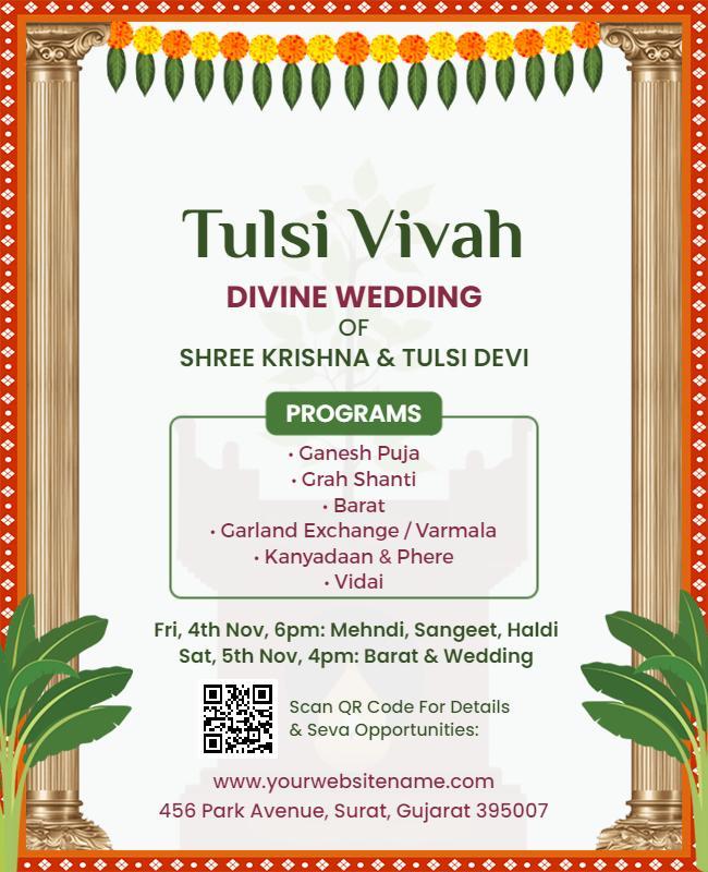 Festive Green Divine Wedding Celebration Poster Template