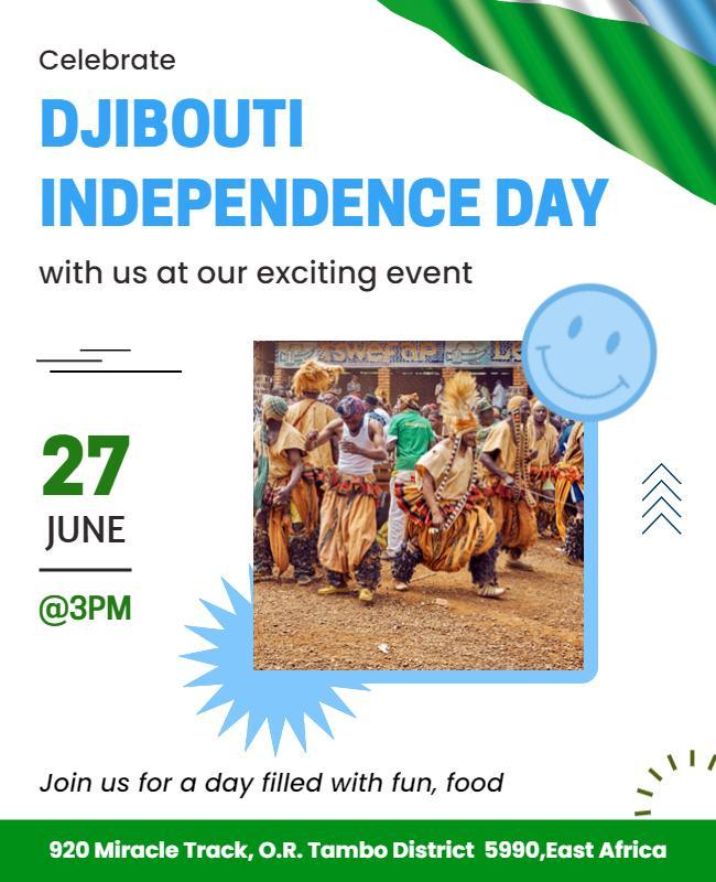 Festive Green Djibouti Independence Day Celebration Poster Template