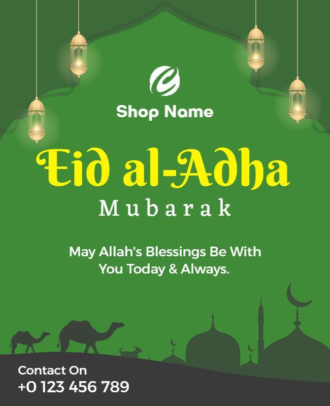 Festive Green Eid al-Adha Celebration Flyer Template