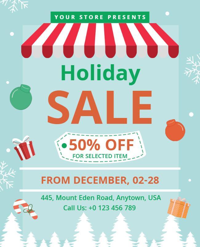 Festive Green Holiday Sale Discount Poster Template