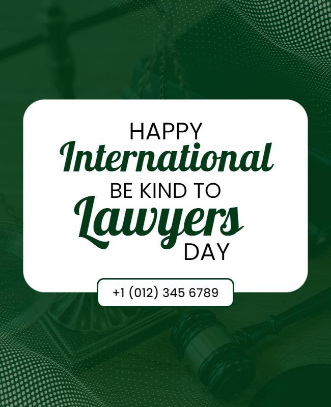 Festive Green International Be Kind to Lawyers Day Poster Template
