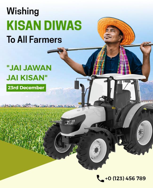 Festive Green Kisan Diwas Celebration for Farmers Poster Template