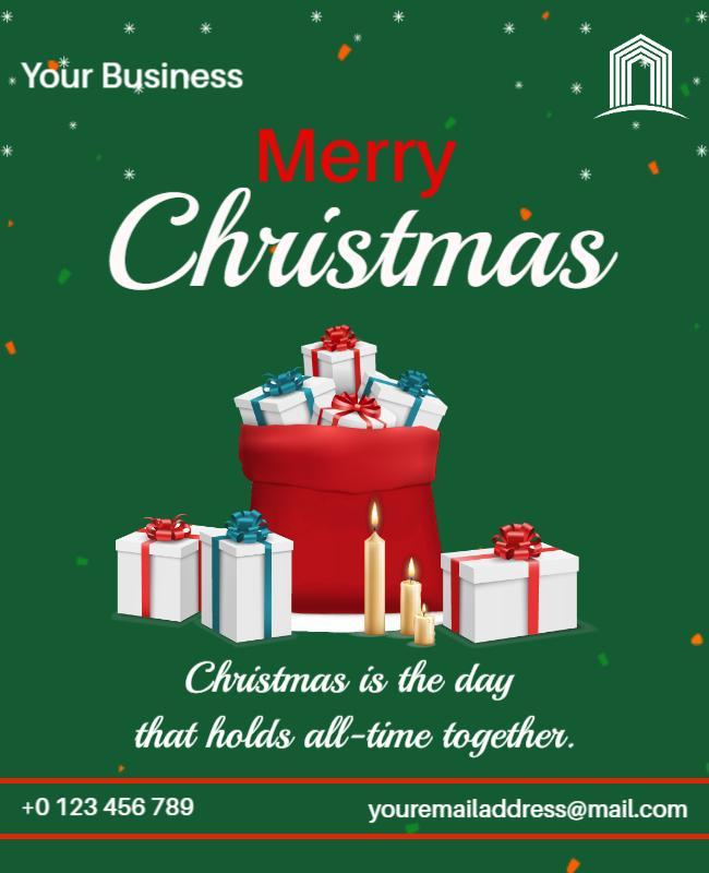 Festive Green Merry Christmas Celebration Poster Template