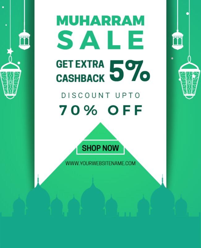 Festive Green Muharram Sale Promotional Poster Template