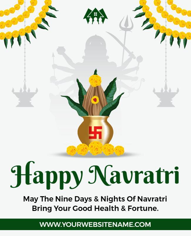 Festive Green Navratri Celebration Greeting Poster Template