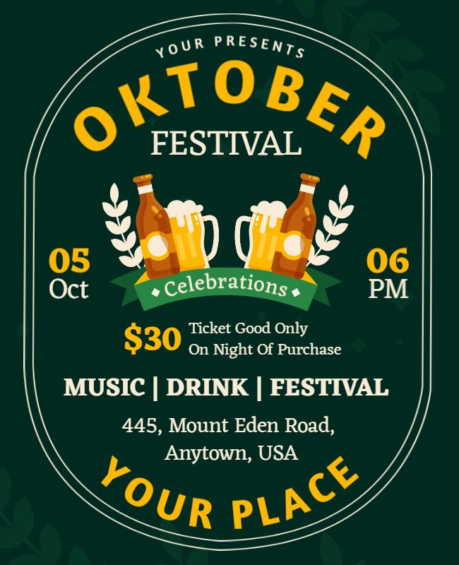Festive Green Oktober Festival Celebration Poster Template