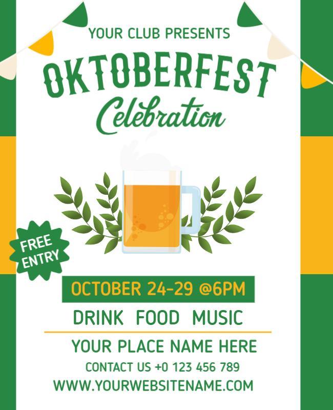 Festive Green Oktoberfest Celebration Beer Festival Poster Template