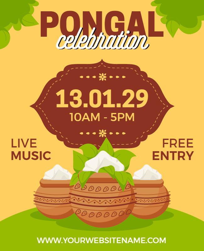 Festive Green Pongal Celebration Event Flyer Template