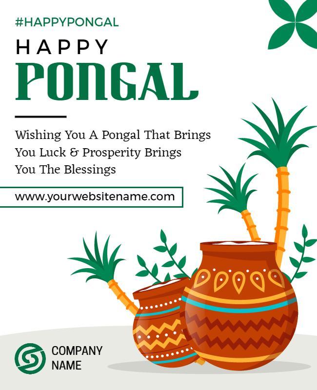 Festive Green Pongal Celebration with Traditional Pots Flyer Template