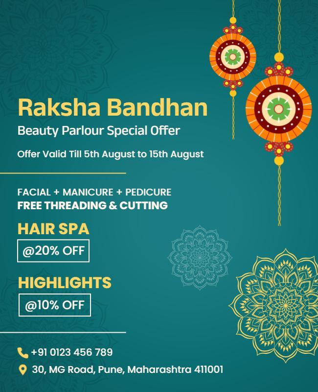 Festive Green Raksha Bandhan Beauty Spa Offer Poster Template