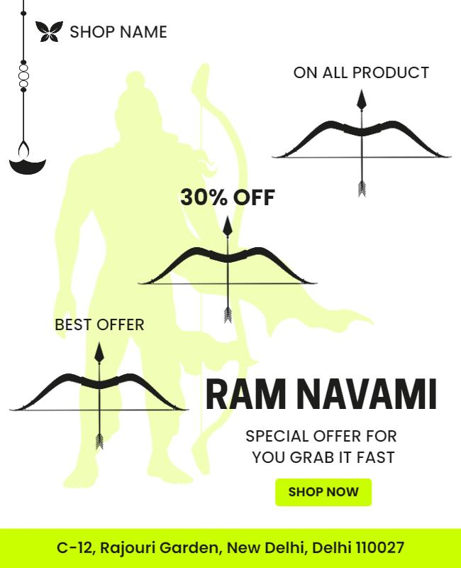 Festive Green Ram Navami Sale Promotion Poster Template