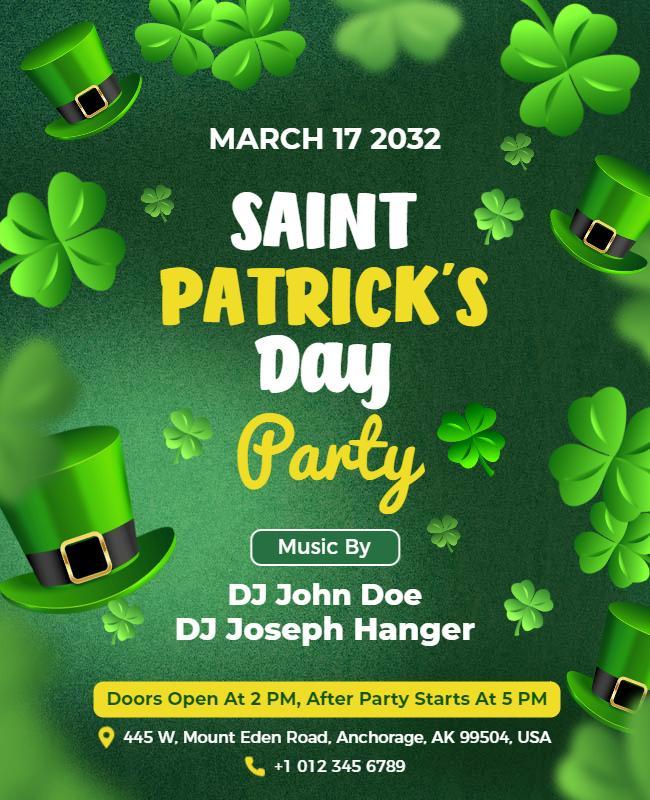 Festive Green Saint Patrick's Day Party Poster Template