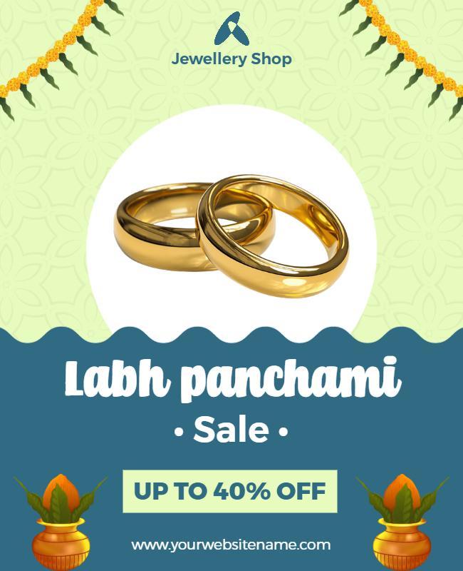 Festive Green Sale for Labh Panchami Jewelry Poster Template