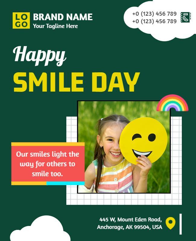 Festive Green Smile Day Celebration Poster Template