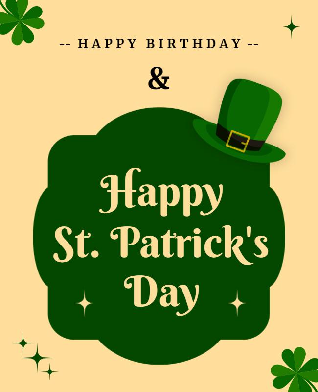 Festive Green St. Patrick's Day Birthday Celebration Poster Template