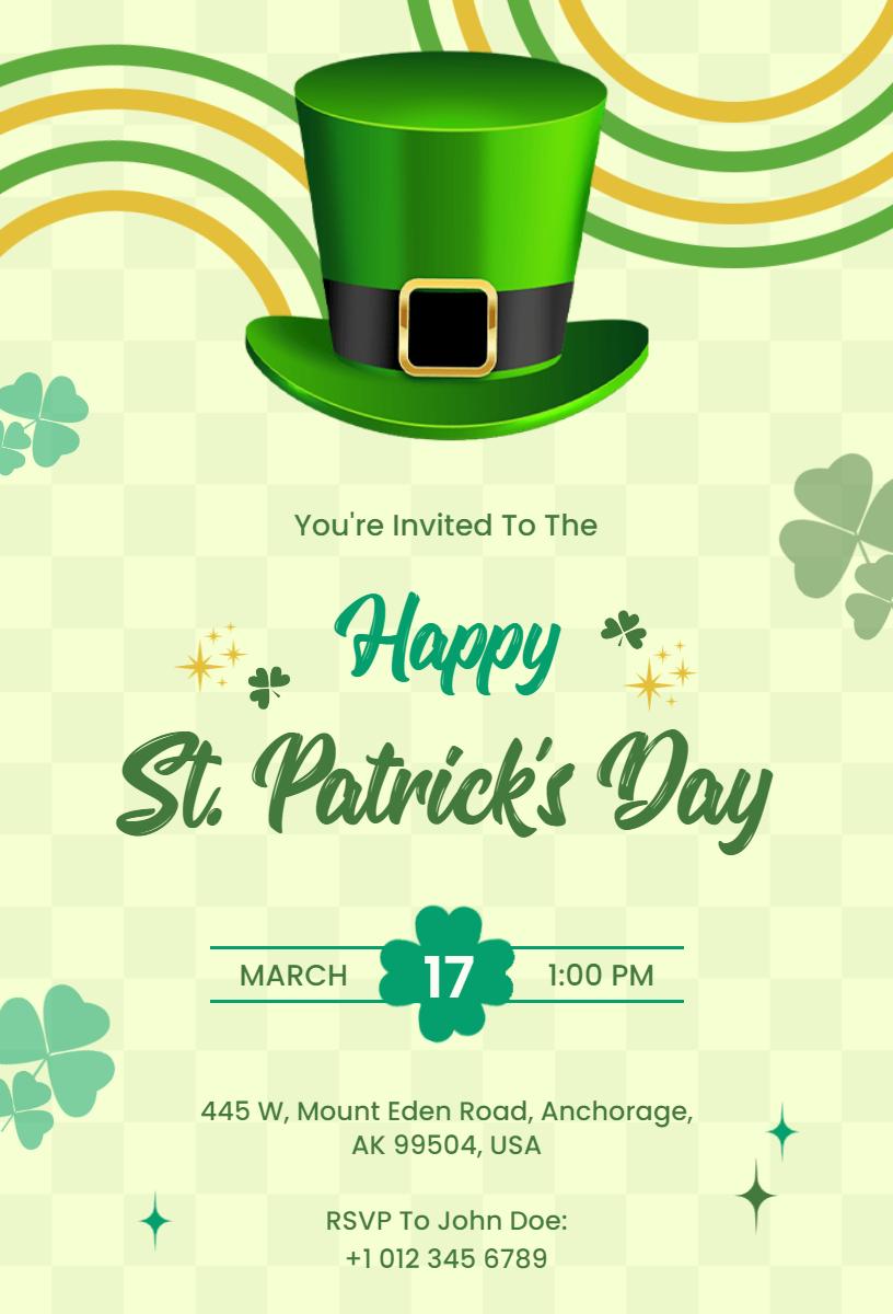 Festive Green St. Patrick's Day Celebration Invitation Template