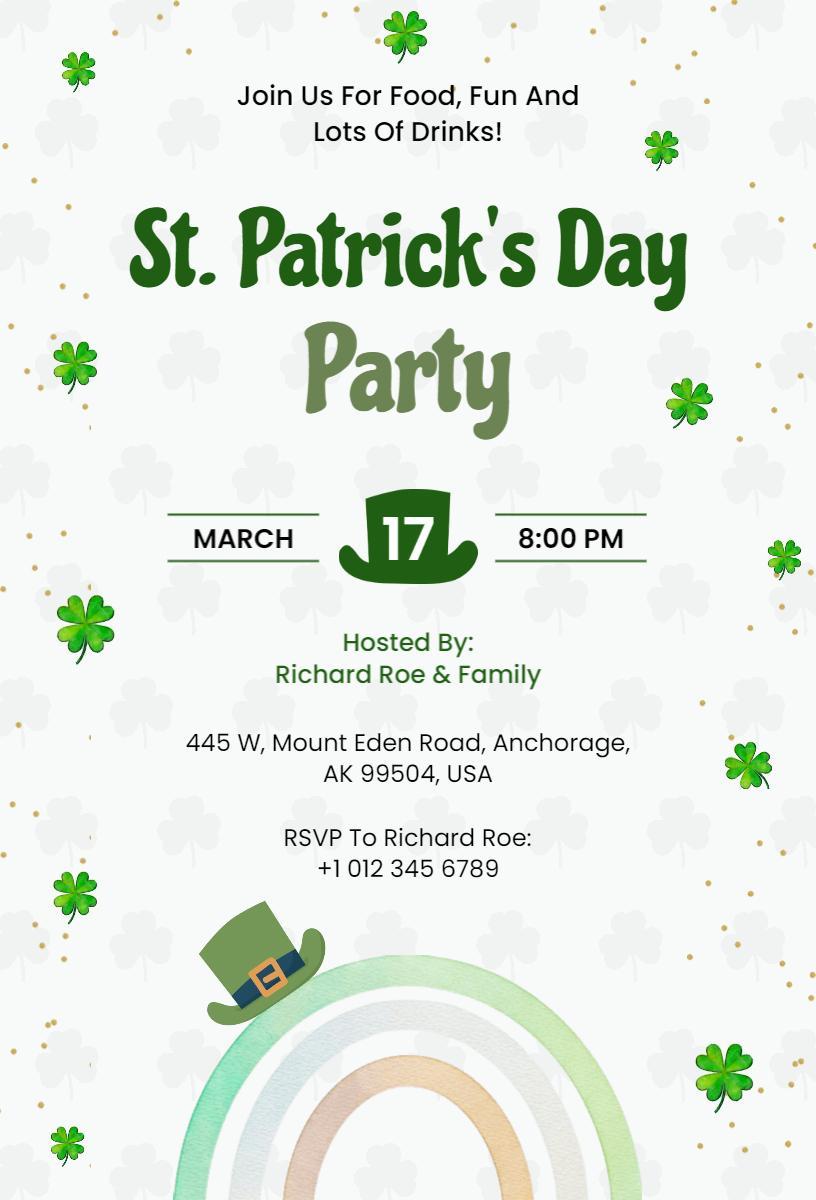 Festive Green St. Patrick's Day Celebration Party Invitation Template