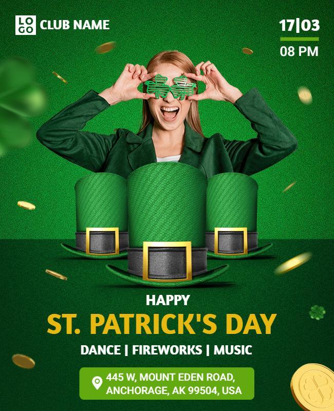 Festive Green St. Patrick's Day Dance Party Poster Template