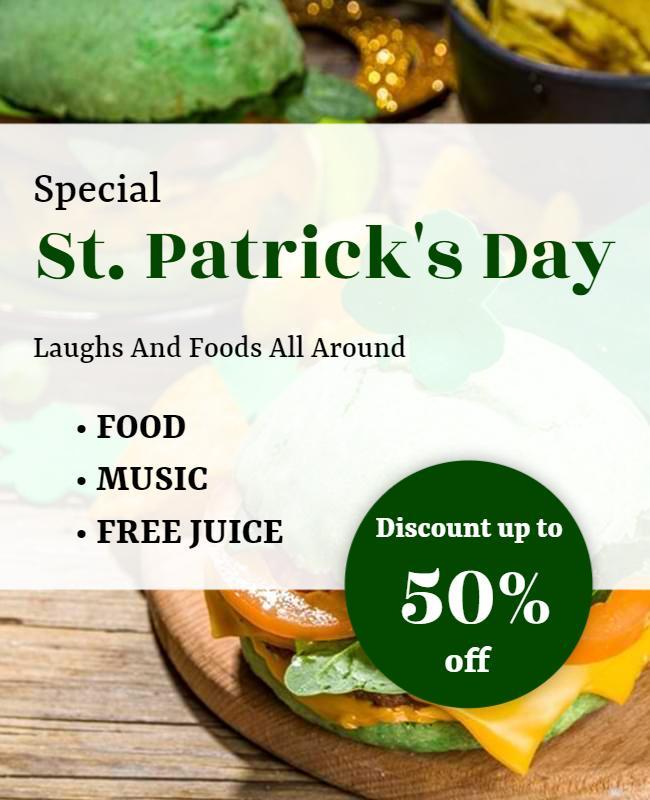 Festive Green St. Patrick's Day Food Celebration Poster Template