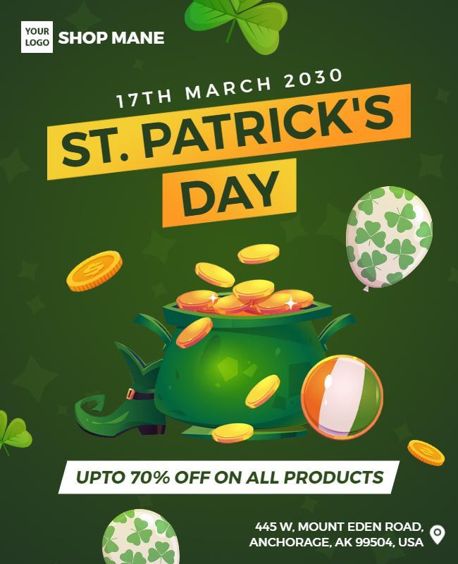 Festive Green St. Patrick's Day Sale Poster Template
