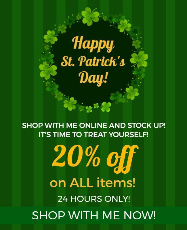 Festive Green St. Patrick's Day Sale Promotion Poster Template