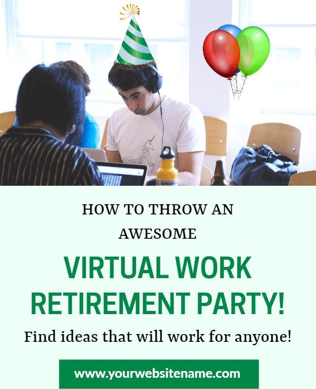 Festive Green Virtual Work Retirement Party Planning Poster Template