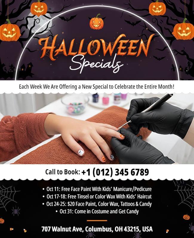 Festive Halloween Beauty Services Flyer Template