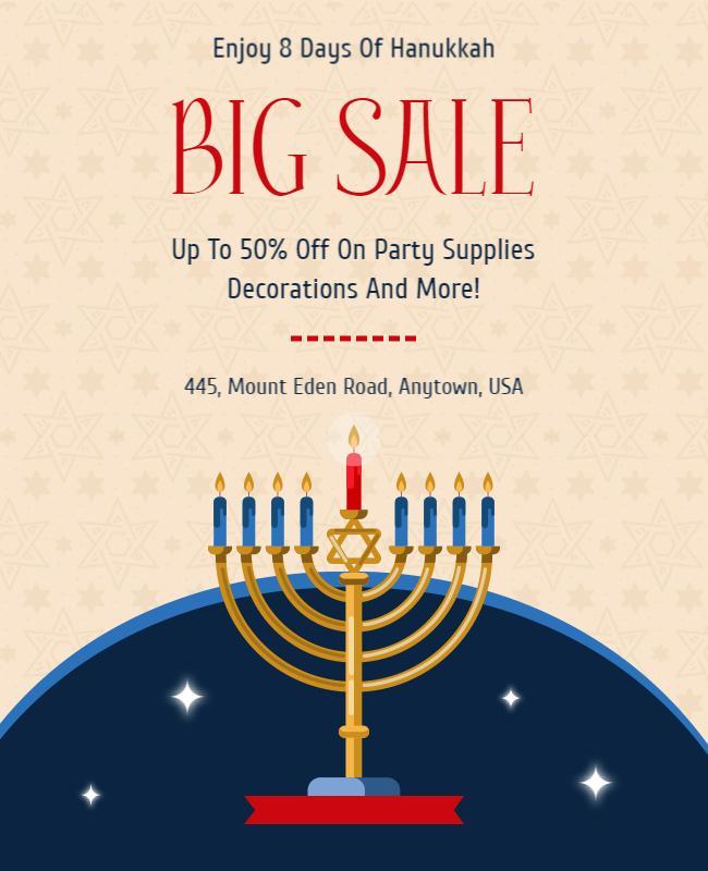 Festive Hanukkah Menorah Sale Celebration Poster Template