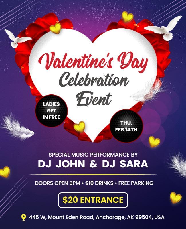 Festive Heart-Shaped Valentine's Day Celebration Event Poster Template