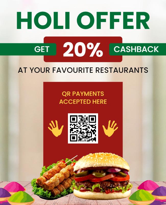 Festive Holi Offer with Cashback Promotions Poster Template