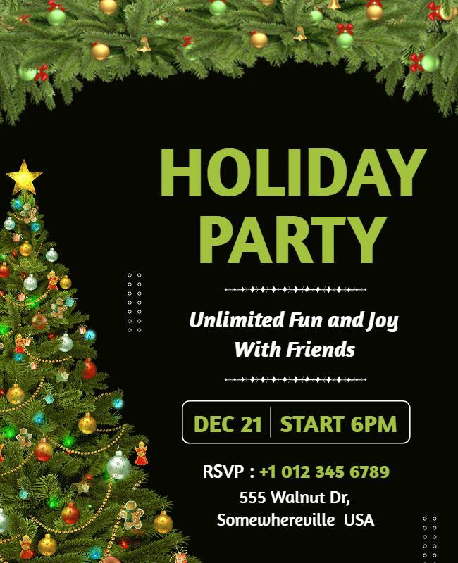 Festive Holiday Celebration Party Flyer Template