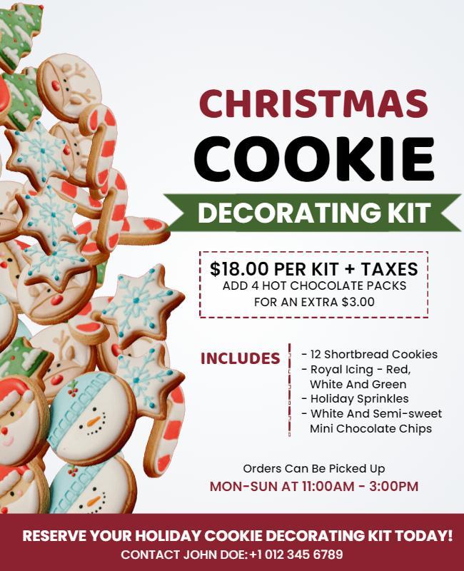 Festive Holiday Christmas Cookie Decorating Kit Poster Template