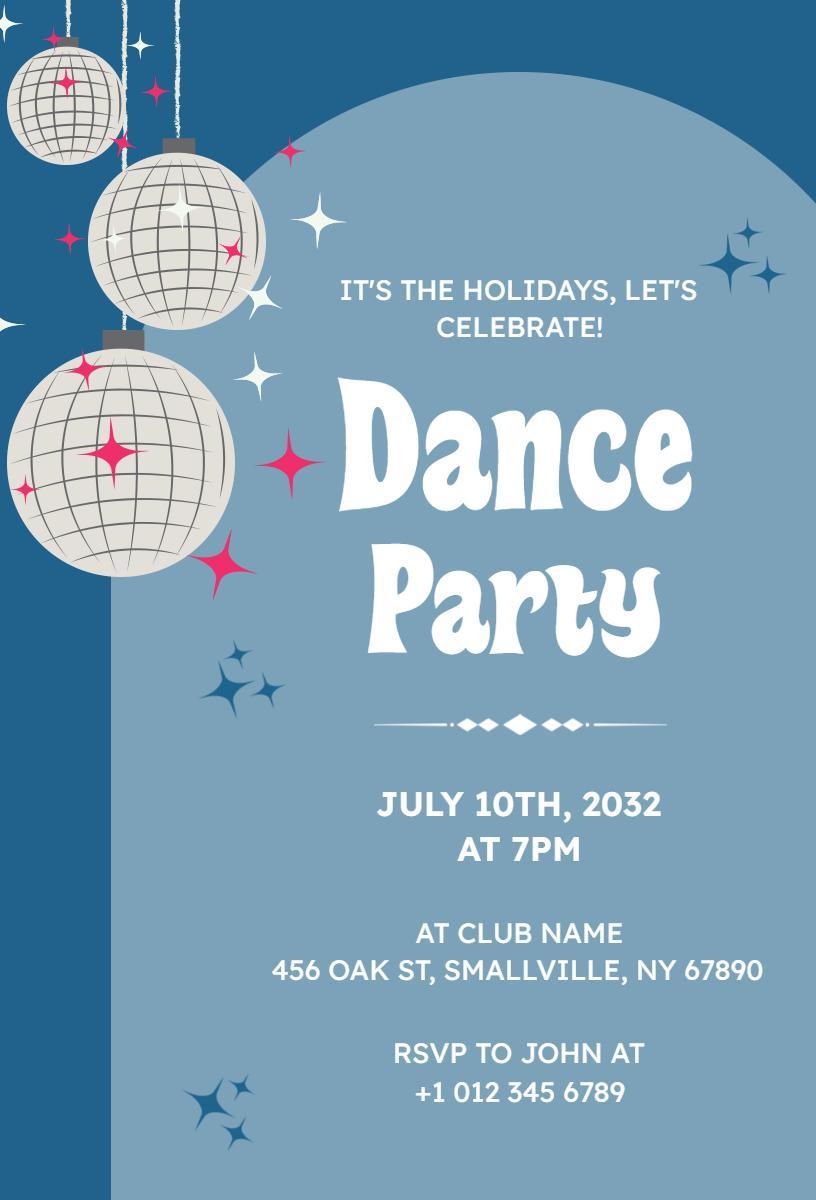 Festive Holiday Dance Party Celebration Invitation Template