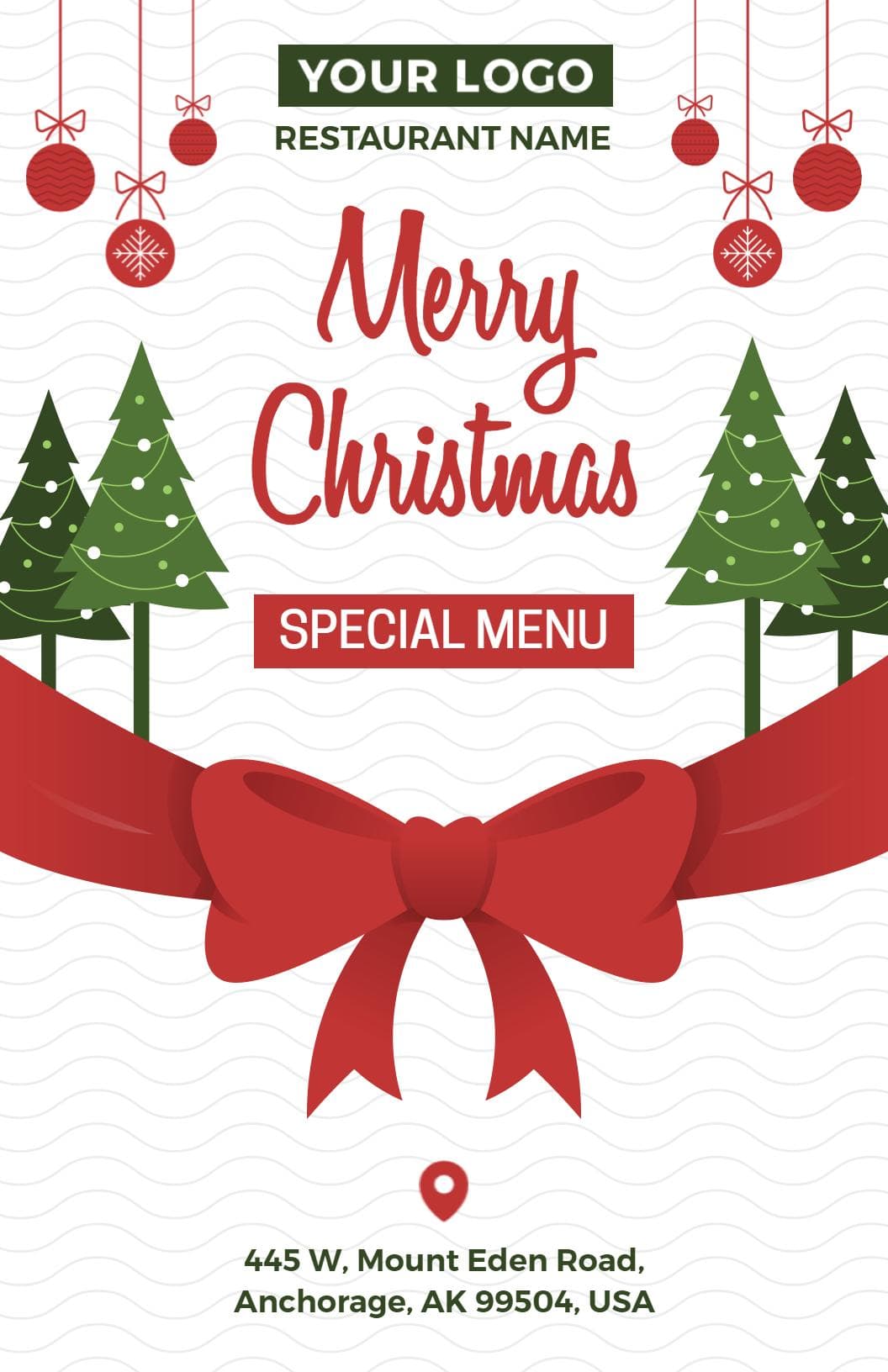 Festive Holiday Feast Featuring Traditional Dishes Christmas Menu Template