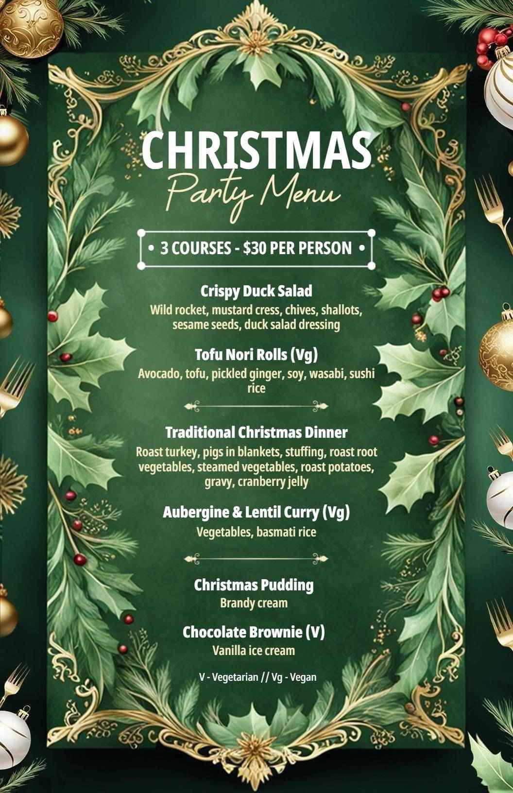 Festive Holiday Feast with Traditional Dishes Christmas Menu Template