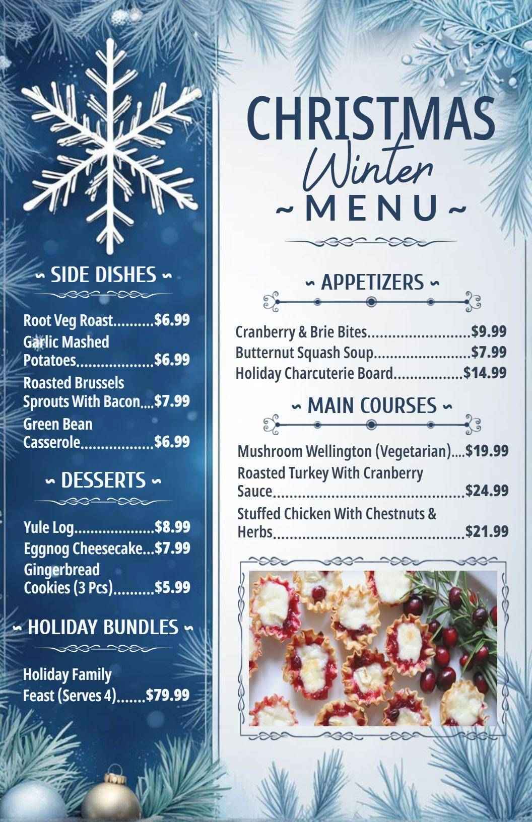 Festive Holiday Flavors and Seasonal Delights Christmas Menu Template