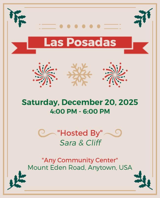 Festive Holiday Las Posadas Celebration Event Poster Template