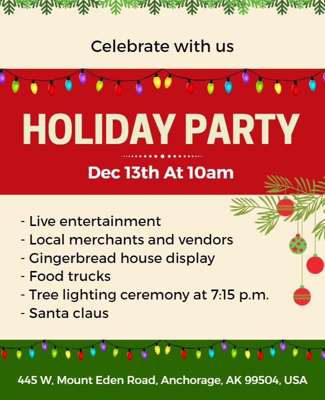 Cheerful Green and Red Holiday Celebration Event Flyer Template