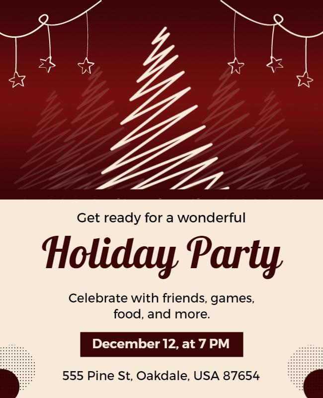 Festive Red and Cream Holiday Party Celebration Flyer Template