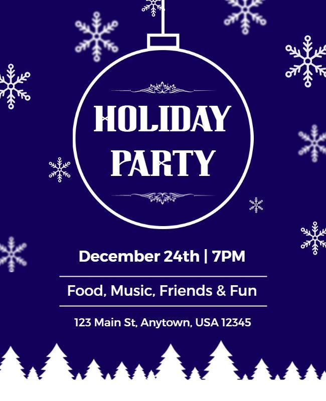 Festive Blue Winter Holiday Party Flyer Template