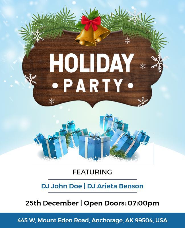 Festive Winter Holiday Party Celebration Flyer Template